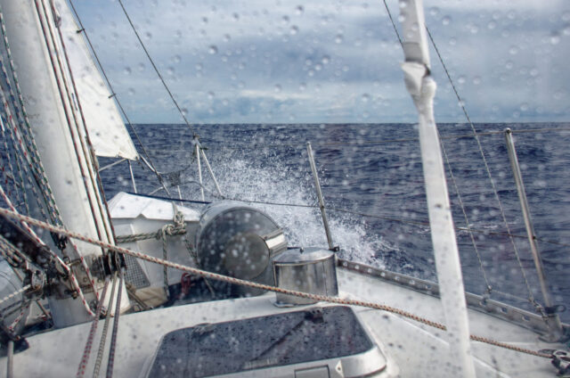 Spray over the bow