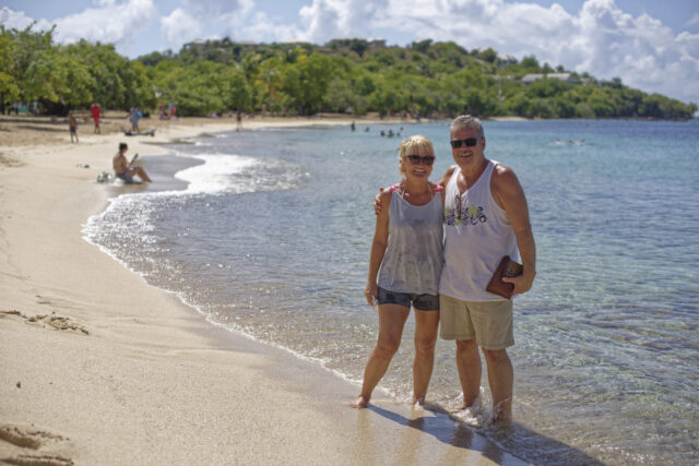 Best friends Steve and Theresa on the beach