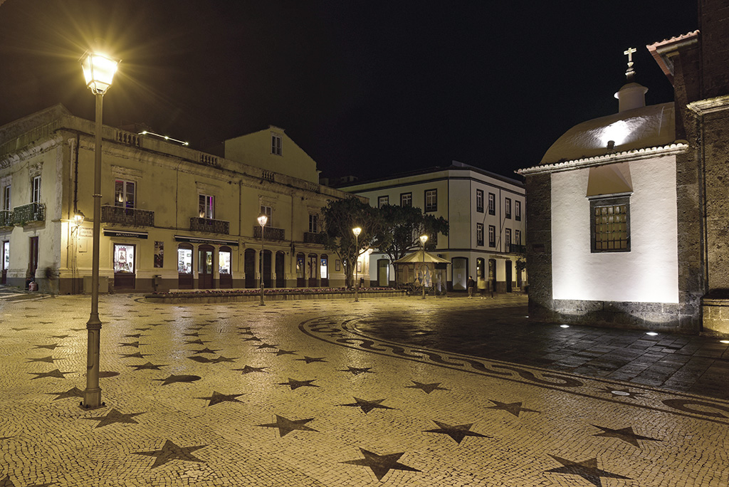 Downtaown Sidewalk at Night