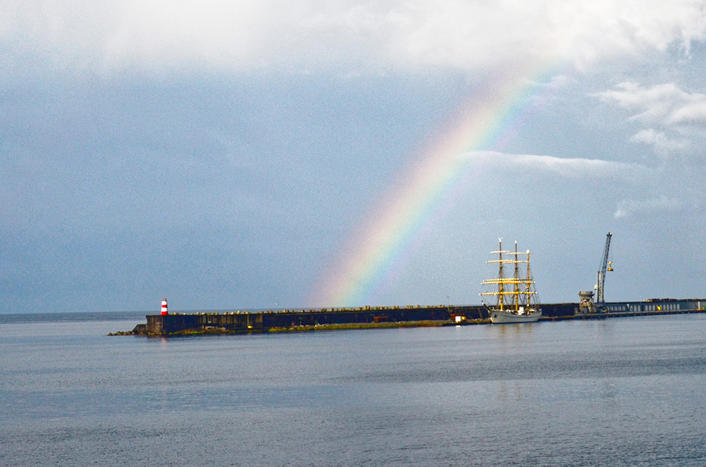 Rainbow Over Tall Ship